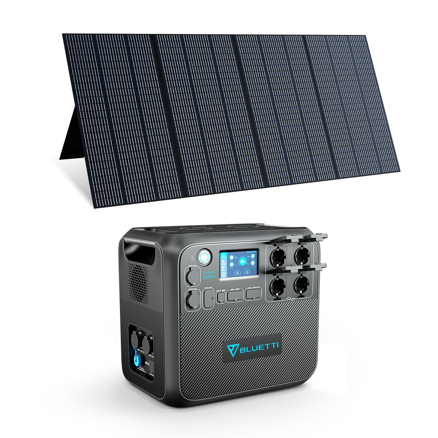 BLUETTI Stromerzeuger AC200MAX Solargenerator mit 350W Solar Panels, (zu Hause, im Garten, 2-tlg., AC200MAX mit PV350), 2048Wh/2000W