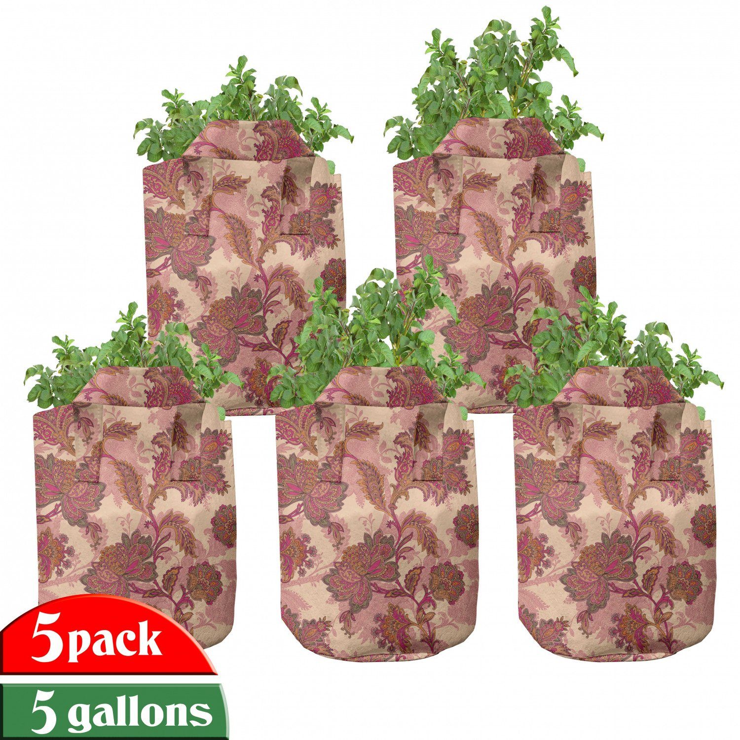 Abakuhaus Pflanzkübel hochleistungsfähig Stofftöpfe mit Griffen für Pflanzen, Blumen Vibrant Boho Blumen | Pflanzkübel