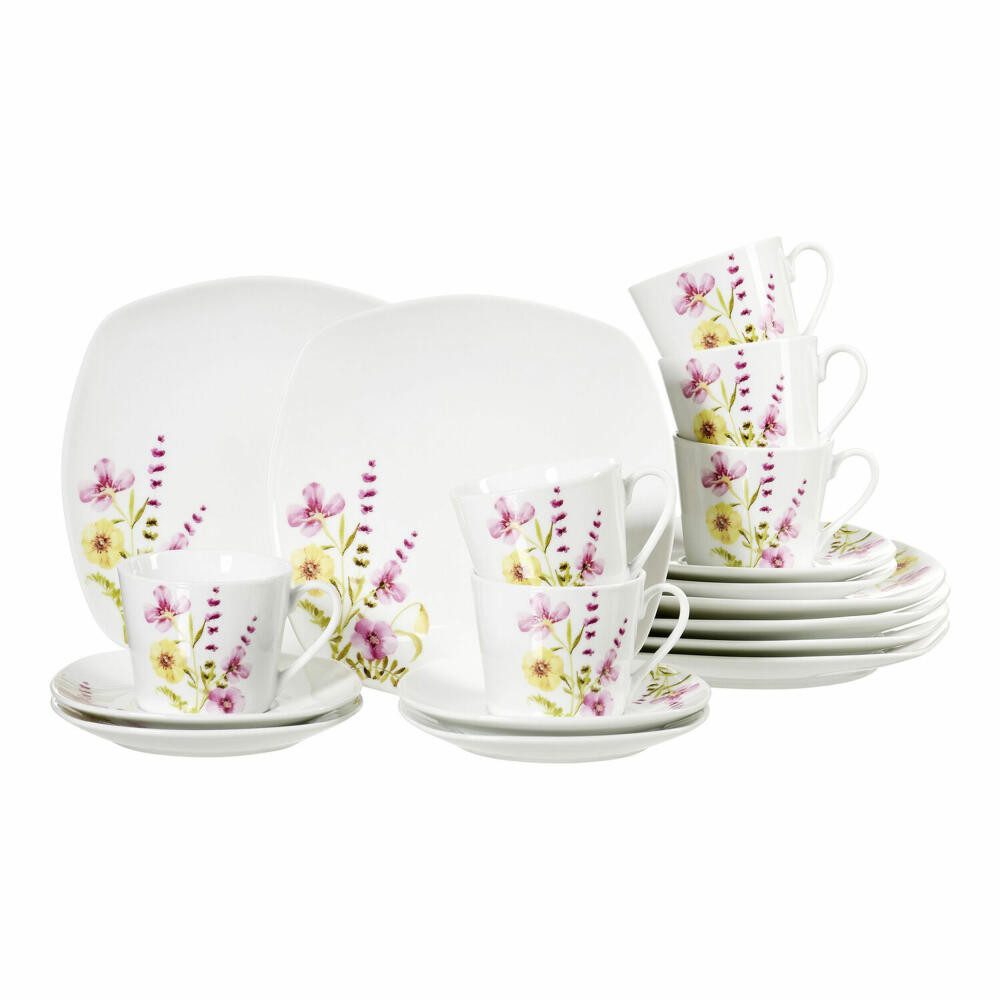 Ritzenhoff & Breker Kaffeeservice Malve 18-tlg. Weiß (18-tlg), Porzellan