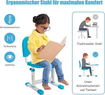 KOMFOTTEU Schreibtisch mit Stuhl (Set), höhenverstellbare & neigbare Tischplatte