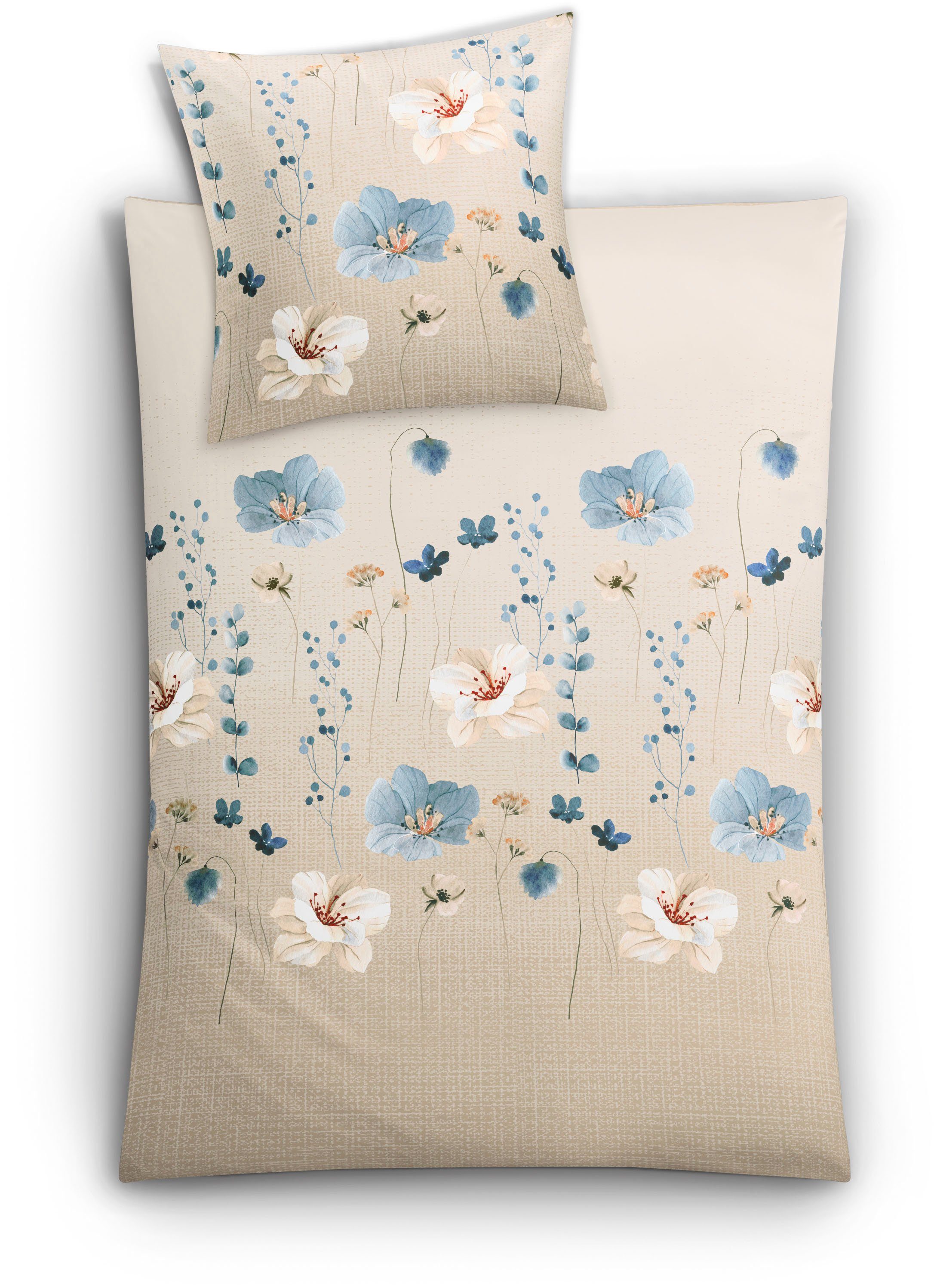 Kleine Wolke Bettwäsche Malva, Mako-Satin, 2 teilig, mit floralem Druck