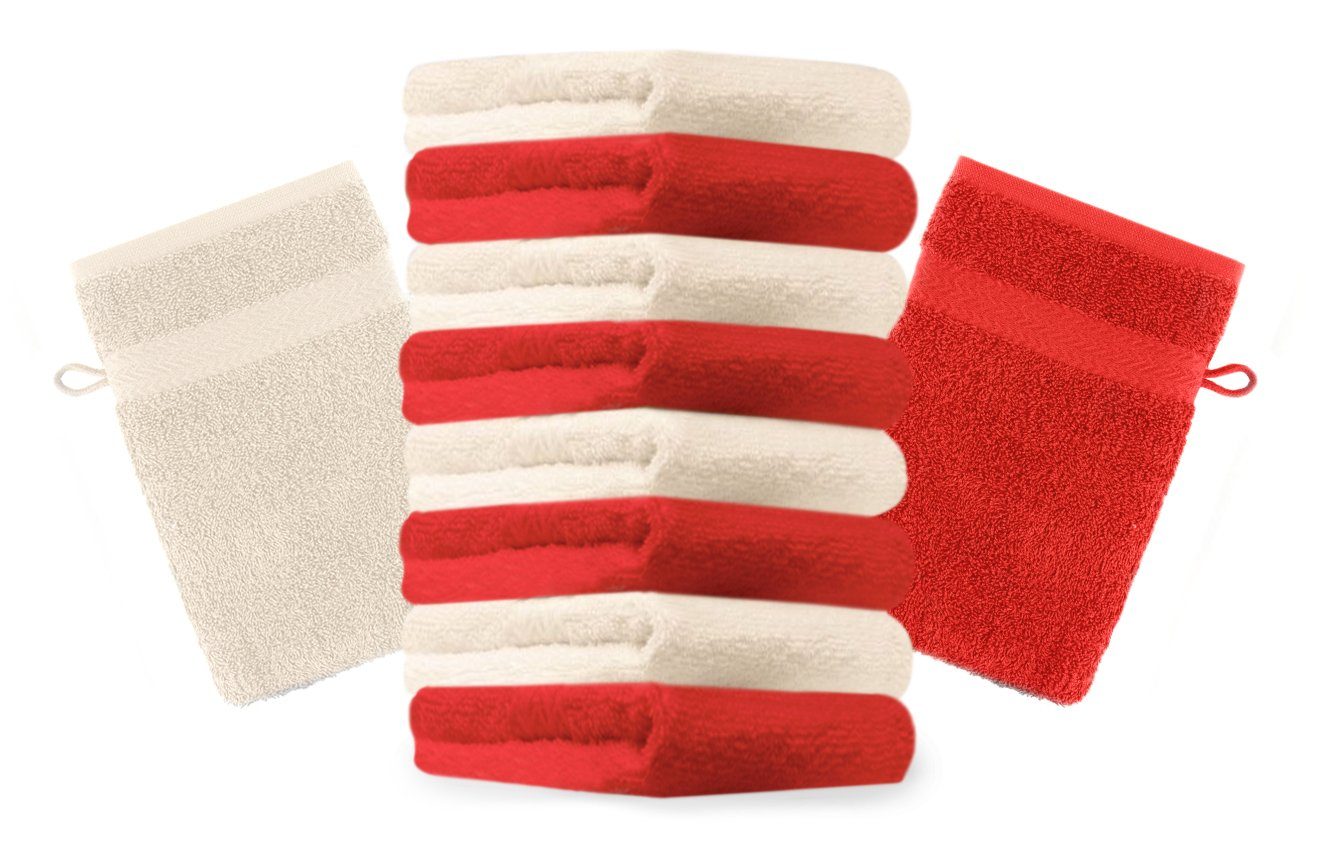 Betz Waschhandschuh 0 Stück Waschhandschuhe Premium 100% Baumwolle Waschlappen Set 16x21 cm Farbe rot und beige
