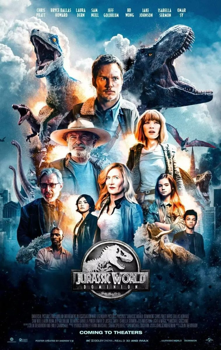TPFLiving Kunstdruck (OHNE RAHMEN) Poster - Leinwand - Wandbild, Jurassic World Dominion Moderne Dinosaurier Filmdrucke auf Leinwand (Leinwandbild XXL), Farben: Schwarz, Gelb, Blau, Weiß, Orange, Rot -Größe: 20x30cm