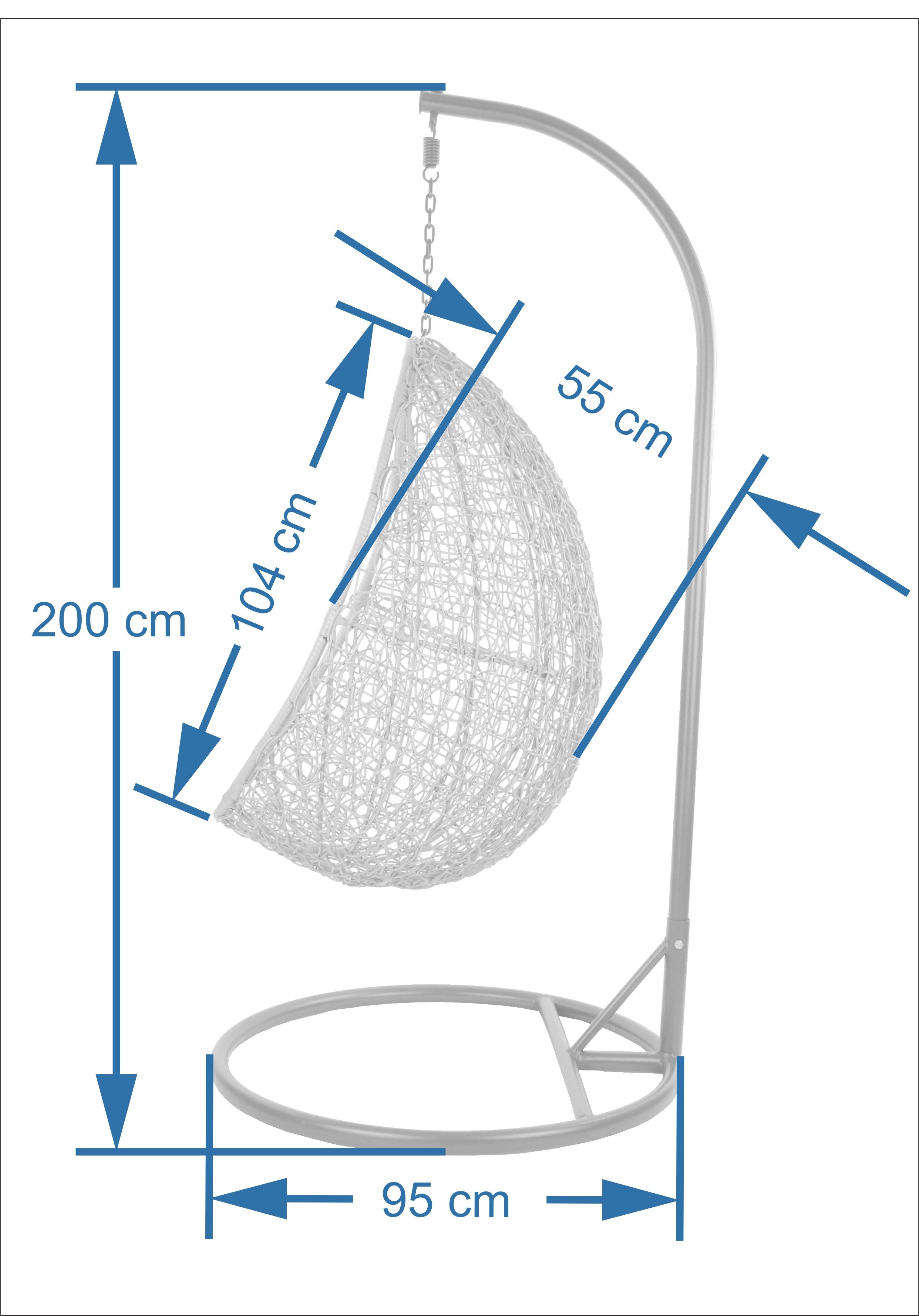 KIDEO Hängesessel CAPDEPERA Gestell grau/Nest grau (Komplettset bestehend aus Gestell, Korb und 2- teiligem Kissenset)