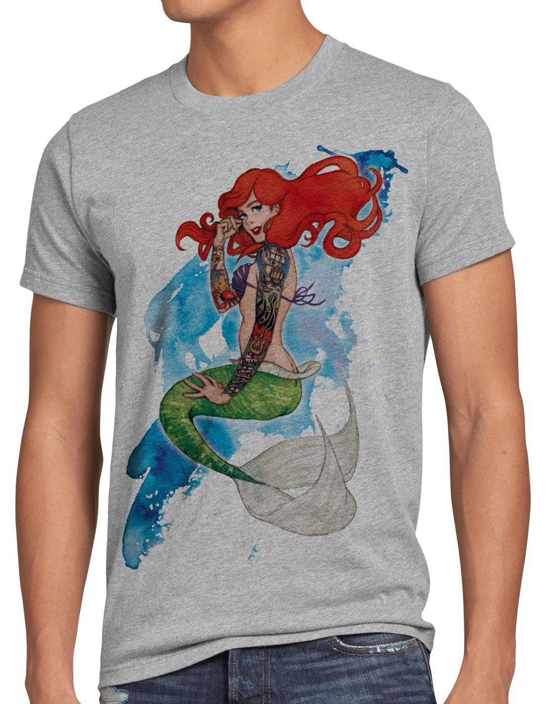 style3 T-Shirt Arielle Tattoo meerjungfrau tätowiert biker rock punk usa strand