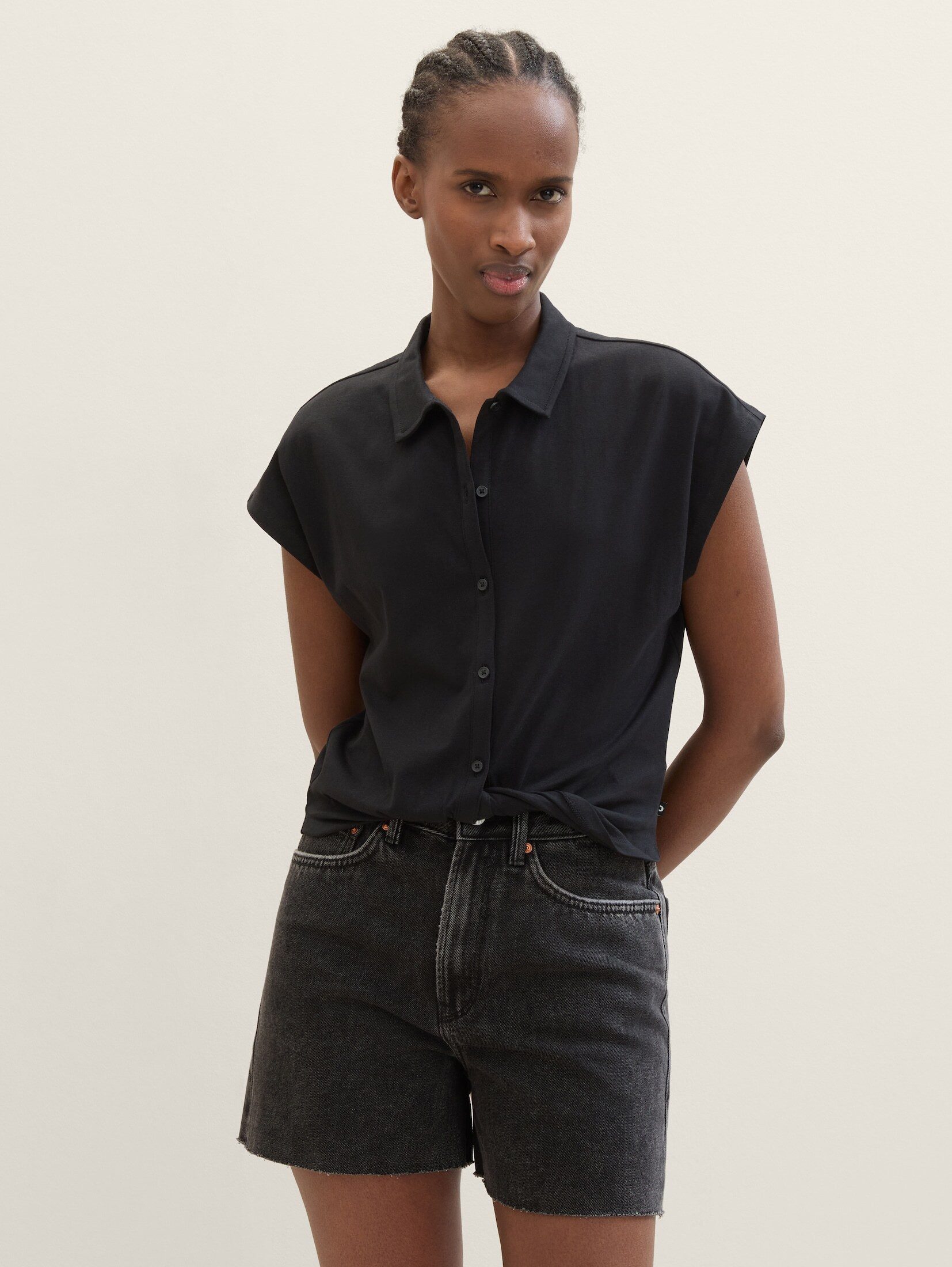 TOM TAILOR Denim Langarmshirt T-Shirt mit Twist-Detail