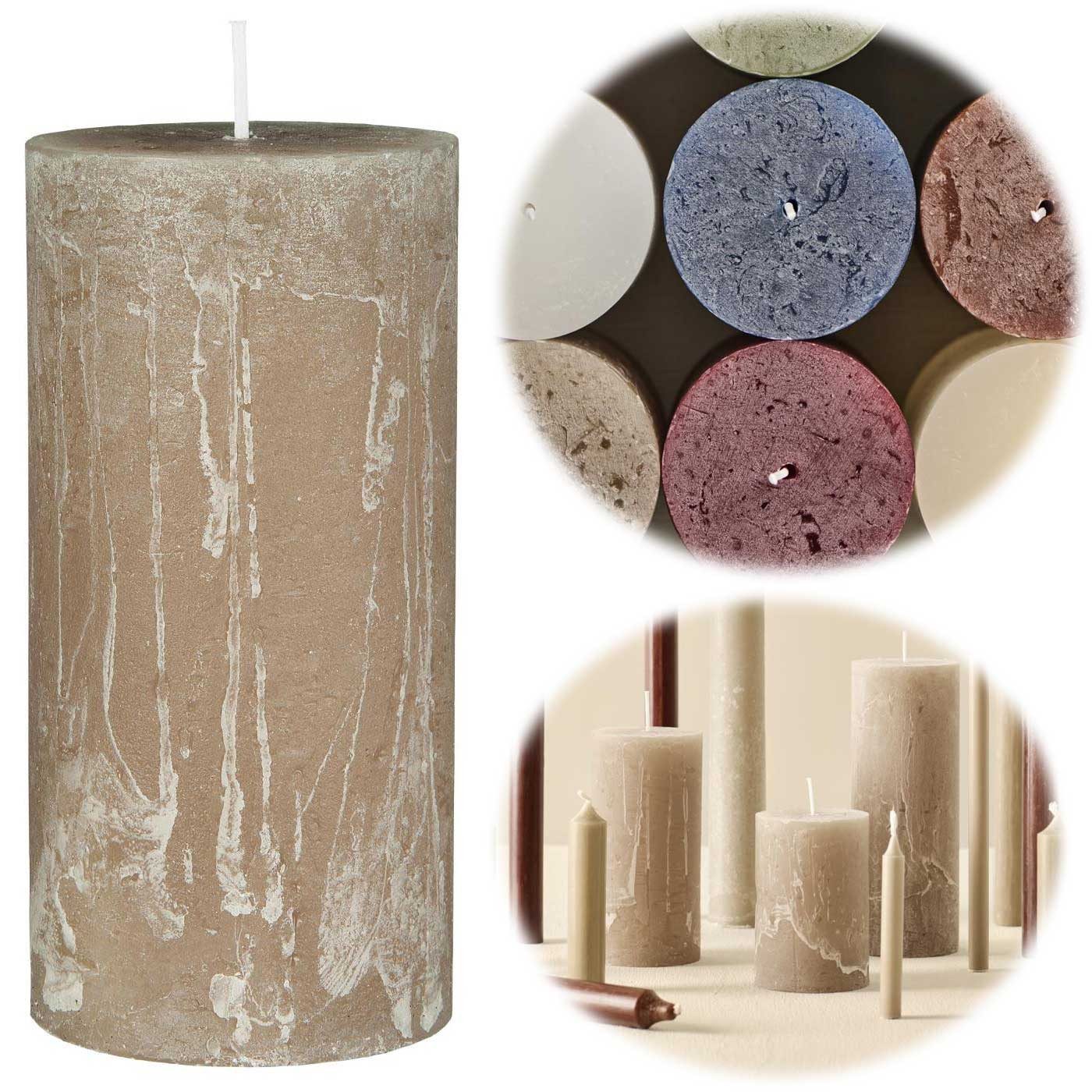 LS-LebenStil Stumpenkerze Exklusive Stumpenkerze 14x6,8cm Ribe Rustik Beige Leinen - Made in EU (iB Laursen - Unparfümiert - lange 40 Stunden Brenndauer - Ohne Duft -, 1-tlg., Blockkerzen Kerzen für Haushalt Feiern Gastronomie)