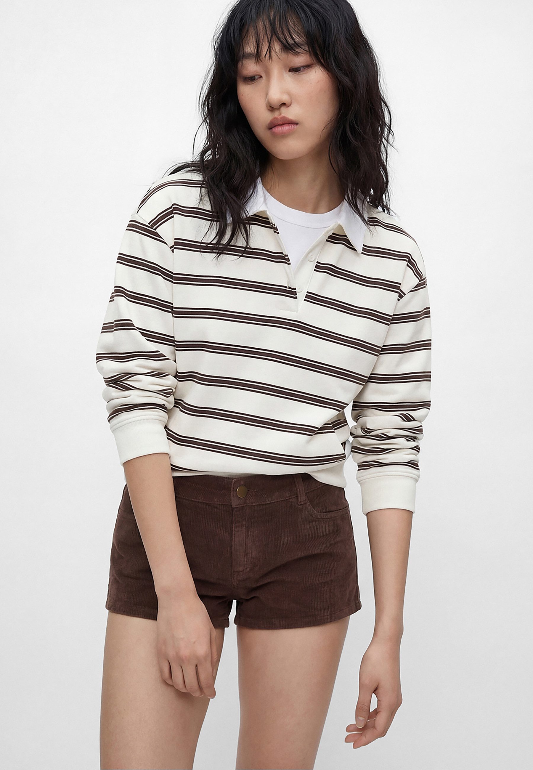 Koton Sweatshirt Polokragen Gestreift Sweatshirt