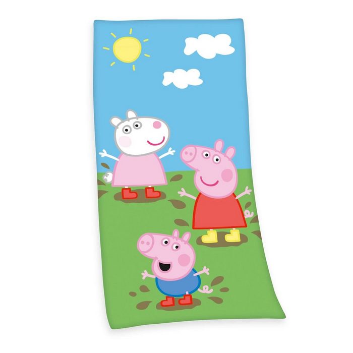 Peppa Pig Handtuch Peppa Pig Wutz - Bade-handtuch von Herding 75x150 Baumwolle (1-St) 100% Baumwolle