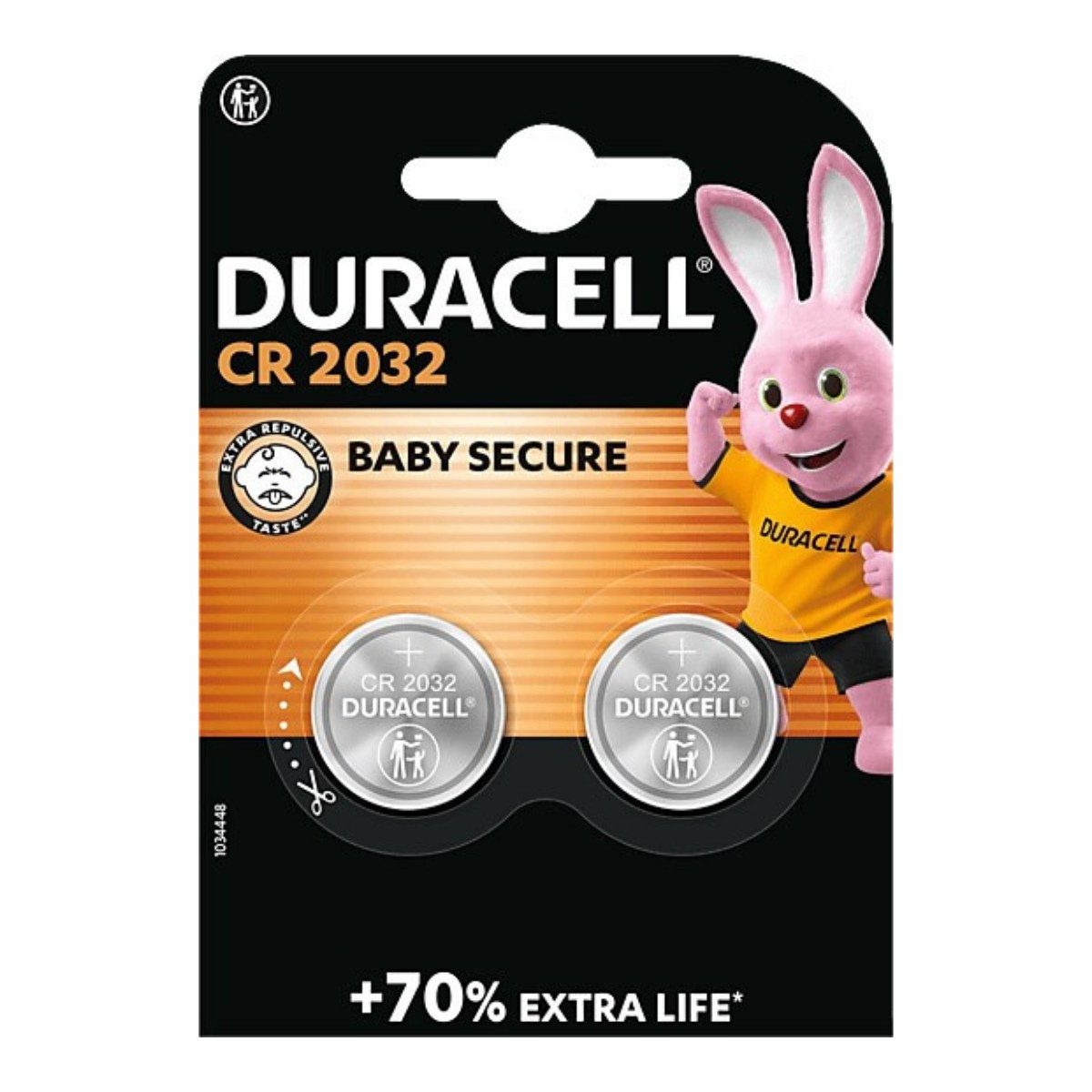 Duracell Duracell CR2032 3V Lithium Knopfzellen 2er Pack Batterie, (3 V V, 2 St), Long Lasting Batterie CR 2032