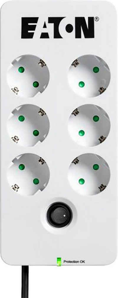 EATON »Protection Box 6 DIN« Mehrfachsteckdose 6-fach (Ein- / Ausschalter, LED-Statusanzeige, Überspannungsschutz, Kabellänge 1,5 m), High-End Überspannungsschutzgerät mit mehreren Ausgängen