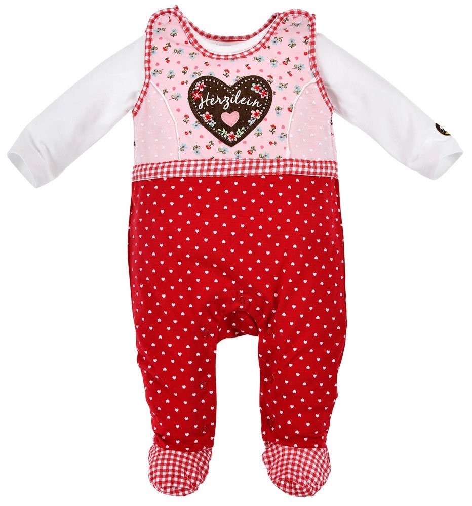 BONDI Strampler »Baby Overall "Herzilein" 86437, Mädchen Strampelanzug  Weicher Jersey, Rot / Rosa« online kaufen | OTTO