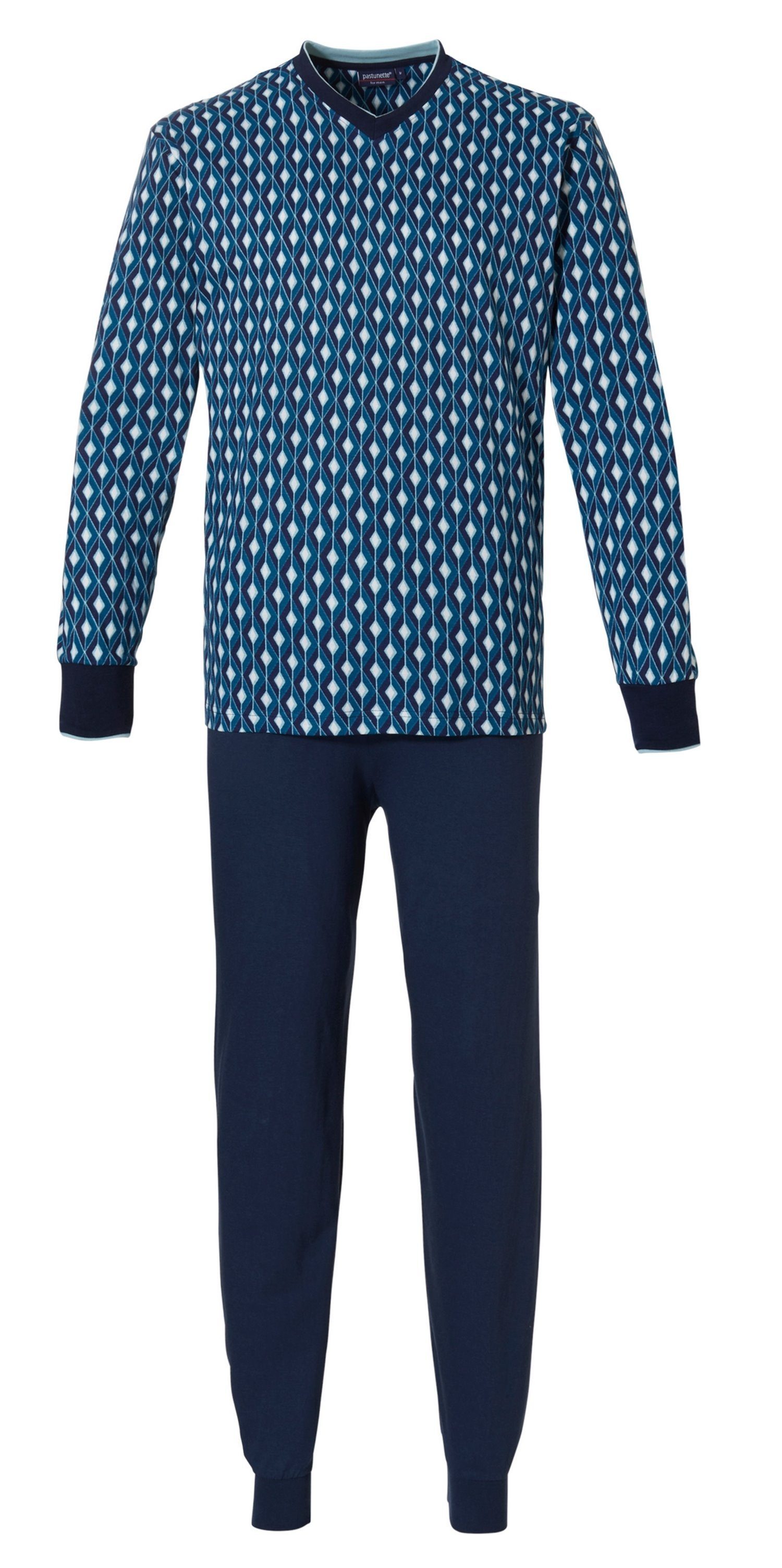 Pastunette Schlafanzug Herren Pyjama mit langem Arm (2 tlg) Baumwolle