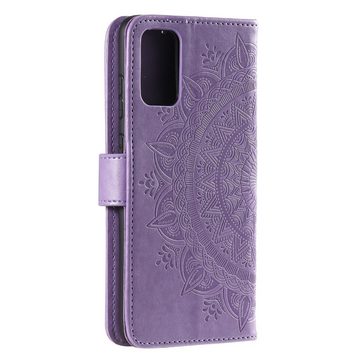 CoverKingz Handyhülle Huawei Y5p Handy Hülle Flip Case Cover Tasche Handytasche Mandala Lila, Klapphülle Schutzhülle mit Kartenfach Schutztasche Motiv Mandala