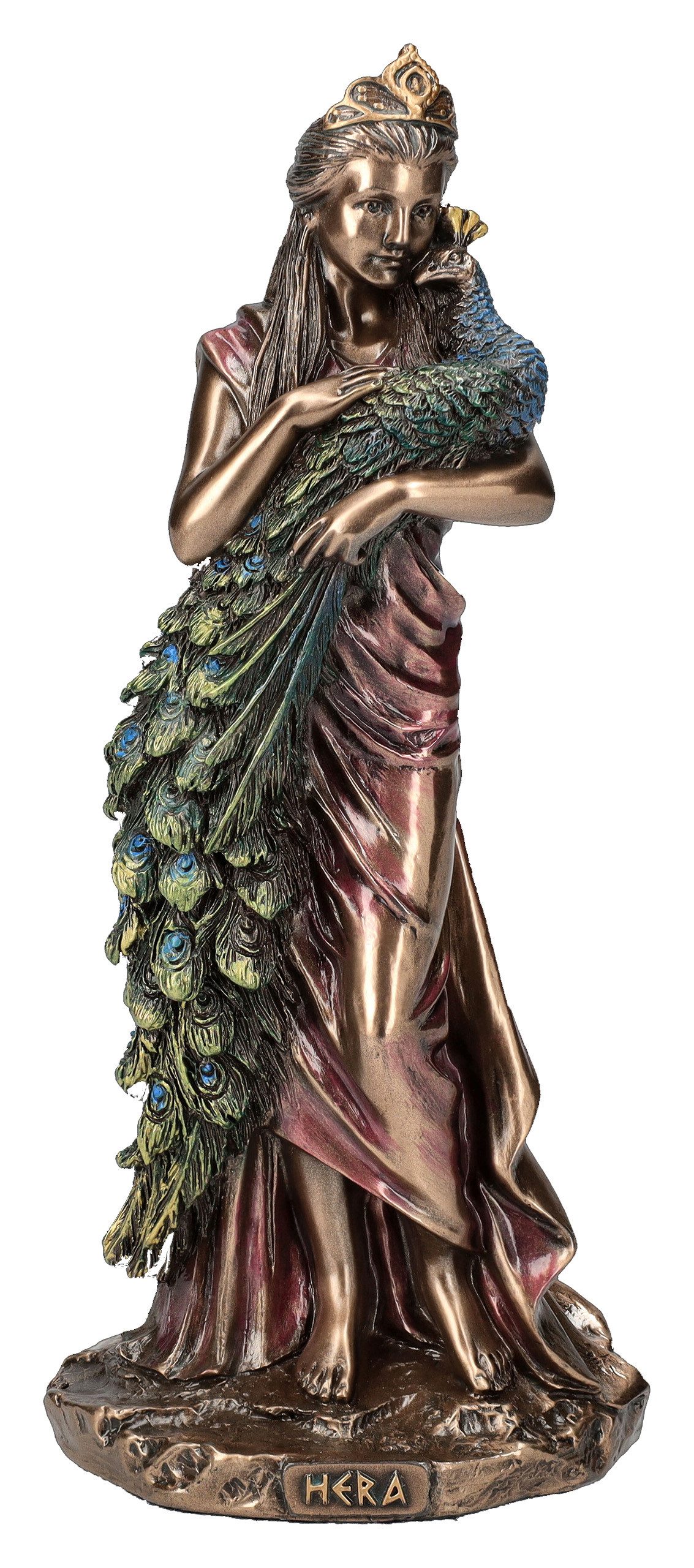 Figuren Shop GmbH Dekofigur Hera Figur mit Pfau - Göttin der Ehe - Veronese griechische Mythologie