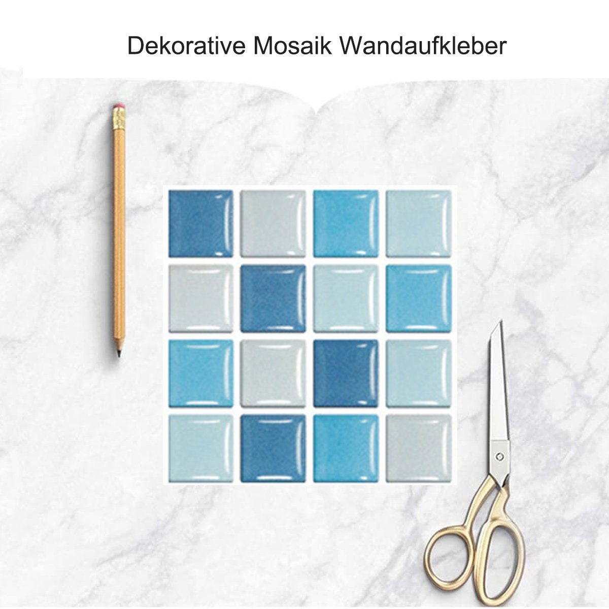 Jormftte Wandtattoo Mosaik Fliesenaufkleber Wandfliese 4 Aufkleber,für Küche Mehrfarbig und Bad