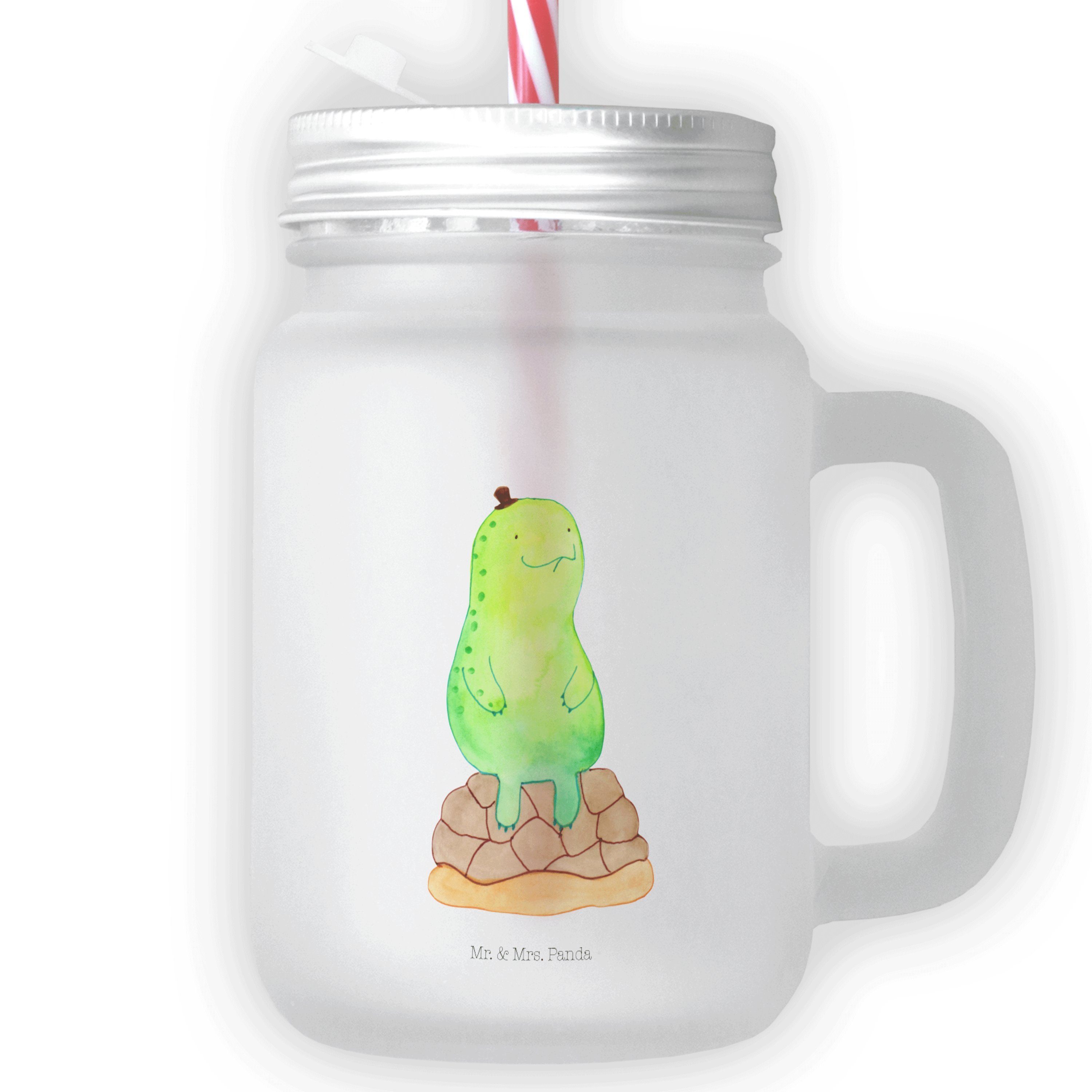 Mr. & Mrs. Panda Glas Schildkröte pausiert - Transparent - Geschenk, Strohhalm Glas, Trinkg, Premium Glas