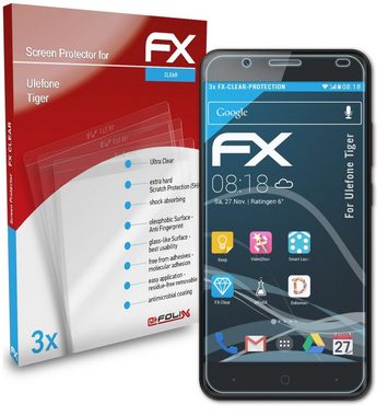 atFoliX Schutzfolie Displayschutz für Ulefone Tiger, (3 Folien), Ultraklar und hartbeschichtet