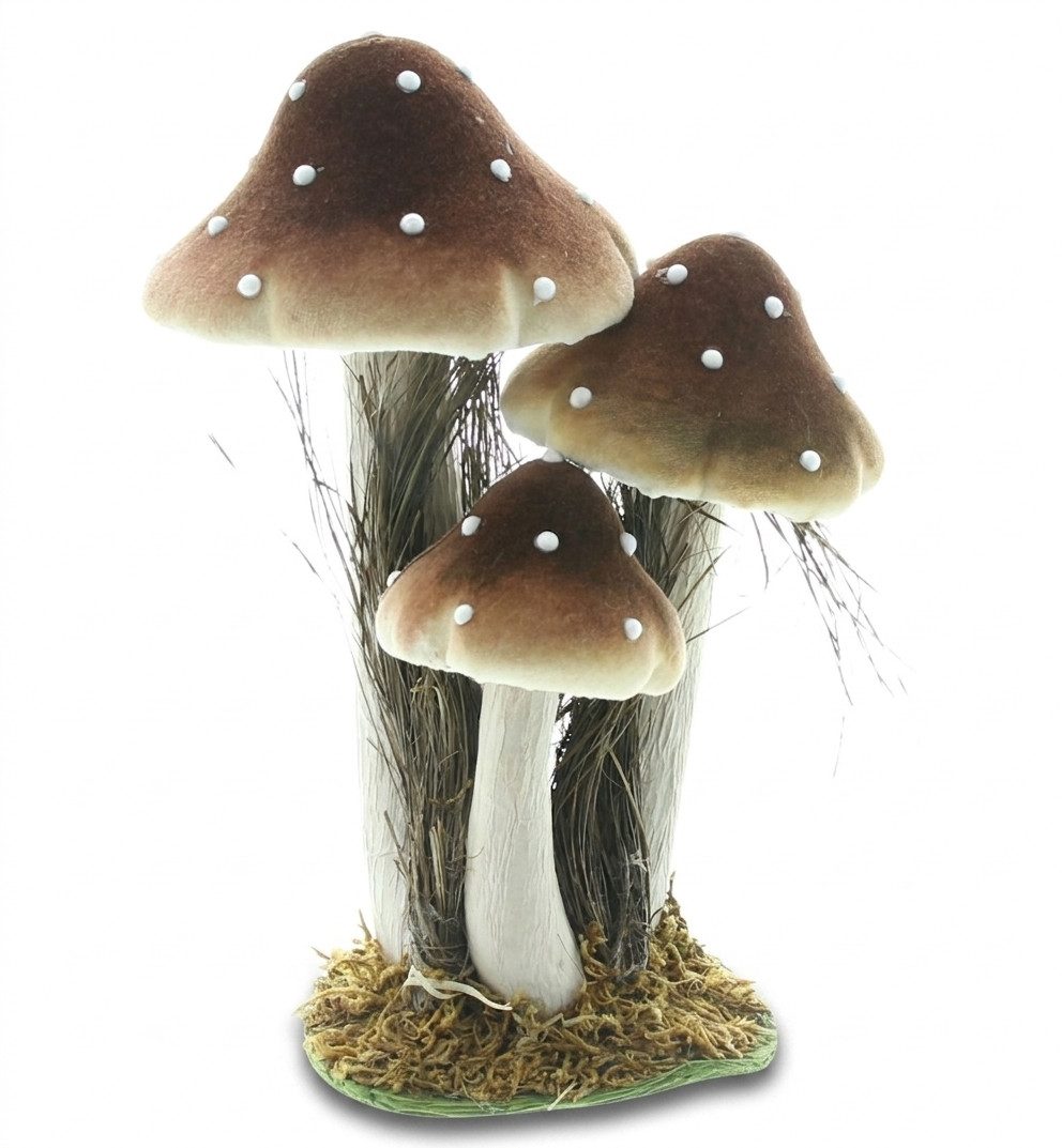 Home-trends24.de Dekofigur Fliegenpilz Pilz Herbst Deko Pilze Figur Dekofigur braun weiß 25cm (1 St) – Bild 2 von 4
