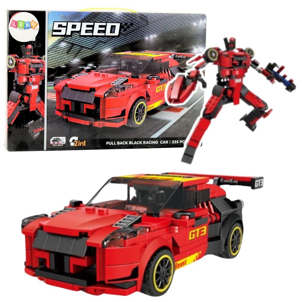 Wisam Lernspielzeug Roboterauto 2in1 Konstruktionssteine GT3 Rot 335 Stk.