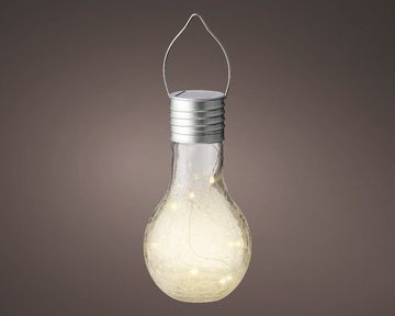 Lumineo LED Solarleuchte, Solar Gartenleuchte LED Birne Glühbirne Glas 9x17cm Warmweiß