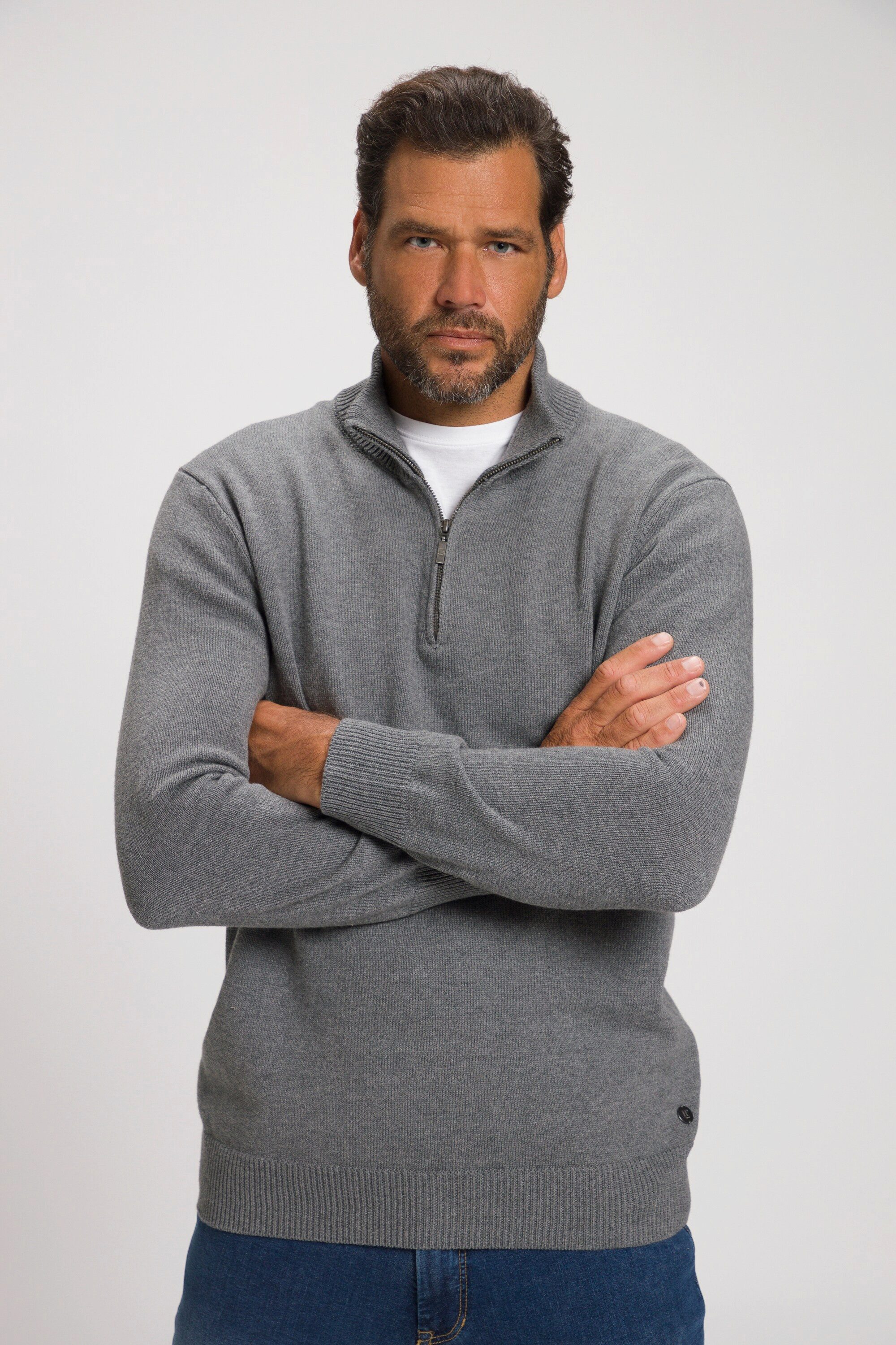 JP1880 Rundhalspullover bis 7XL Troyer aus Strick Pullover mit Stehkragen günstig online kaufen