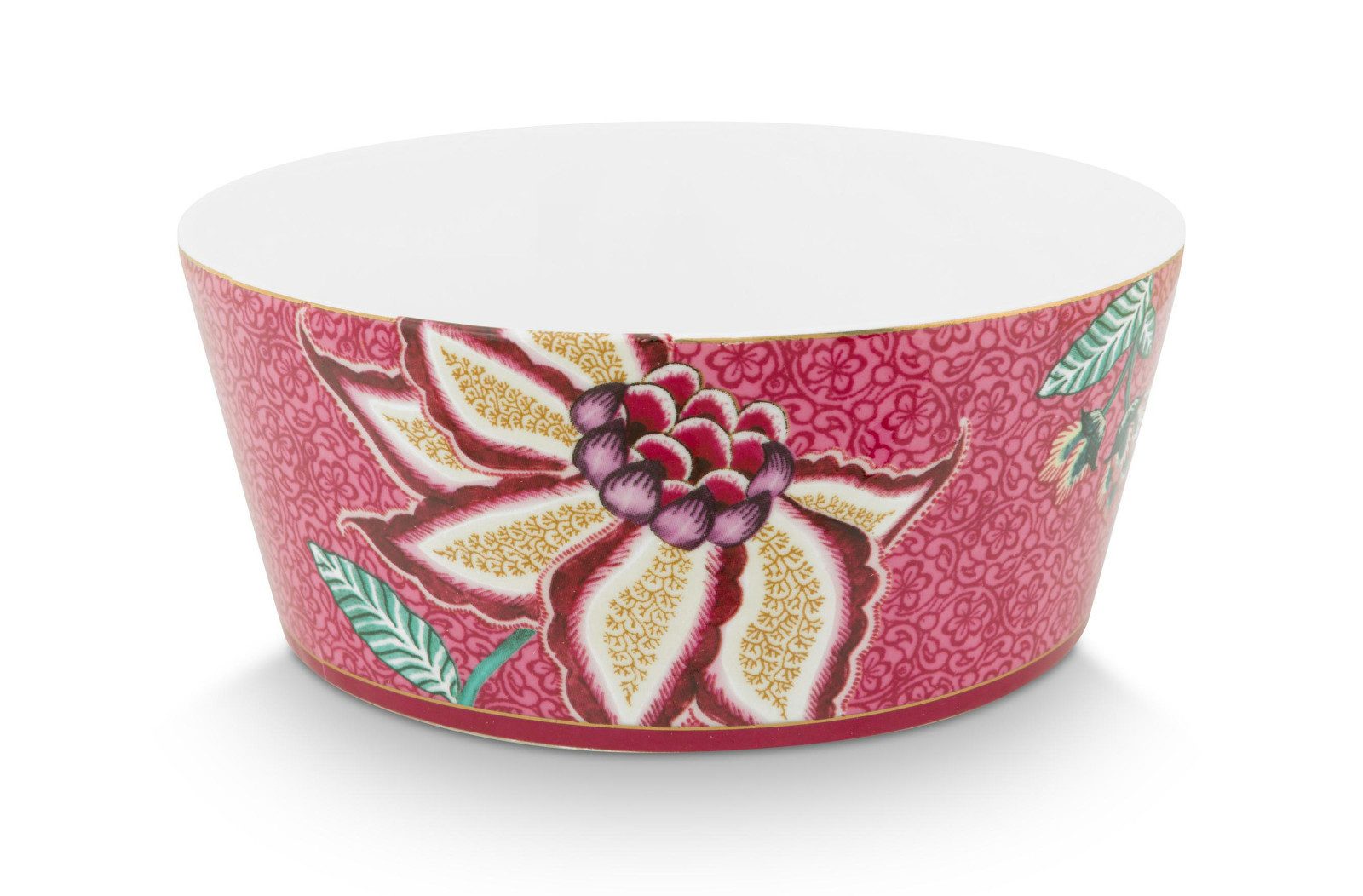 PiP Studio Schale Flower Festival Oriental Geschenkset Schalen und Essstäbchen dark pink, Porcelain, (Bowls), Giftset Bowls 15cm & Chopsticks Oriental Flower Festival Dar