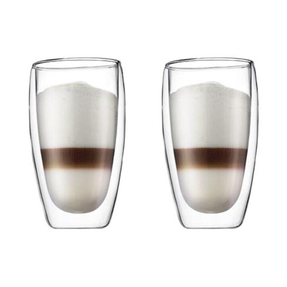 Bodum Glas Glas 2er-Set Pavina klar, 2-tlg., Borosilikatglas, Silikon, Glas, 2-tlg., Ø8,2cm, Borosilikatglas, klar