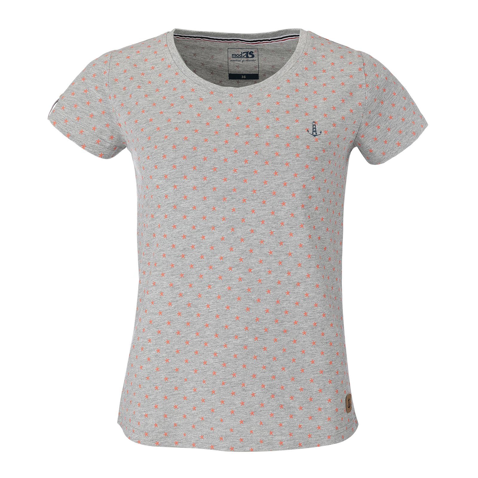 modAS Kurzarmshirt Damen T-Shirt mit Allover-Print günstig online kaufen