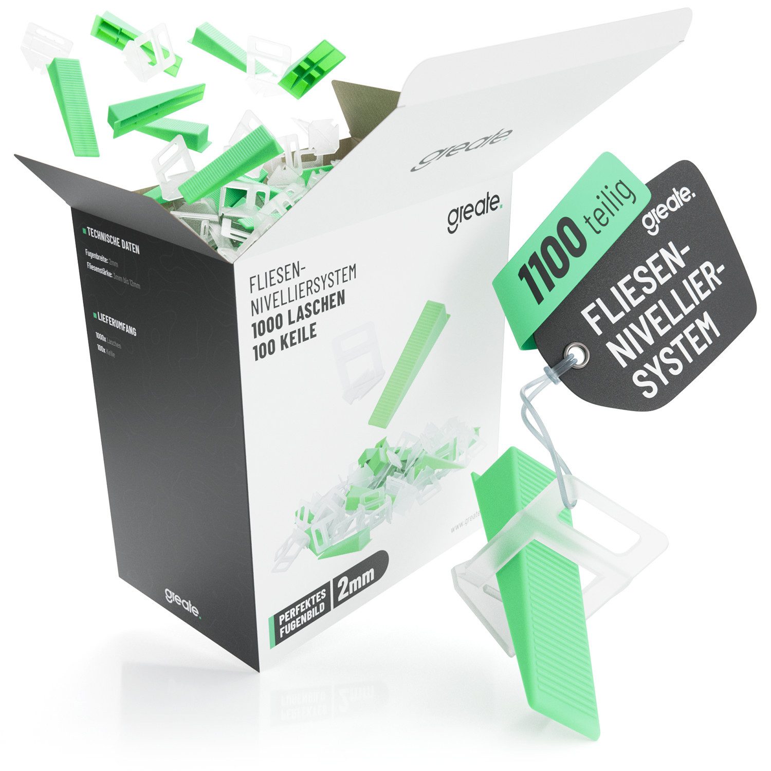 greate. Nivelliersystem 1100-teiliges Fliesen Nivelliersystem 2mm günstig online kaufen