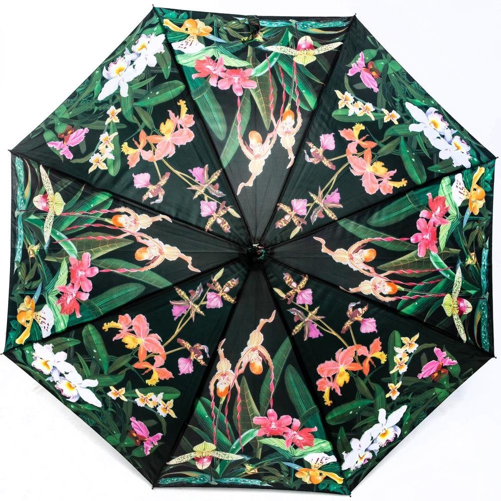 Luckyweather not just any other day Stockregenschirm Regenschirm Motiv ORCHIDEE Auf-Automatik Stockschirm Damen Blumen