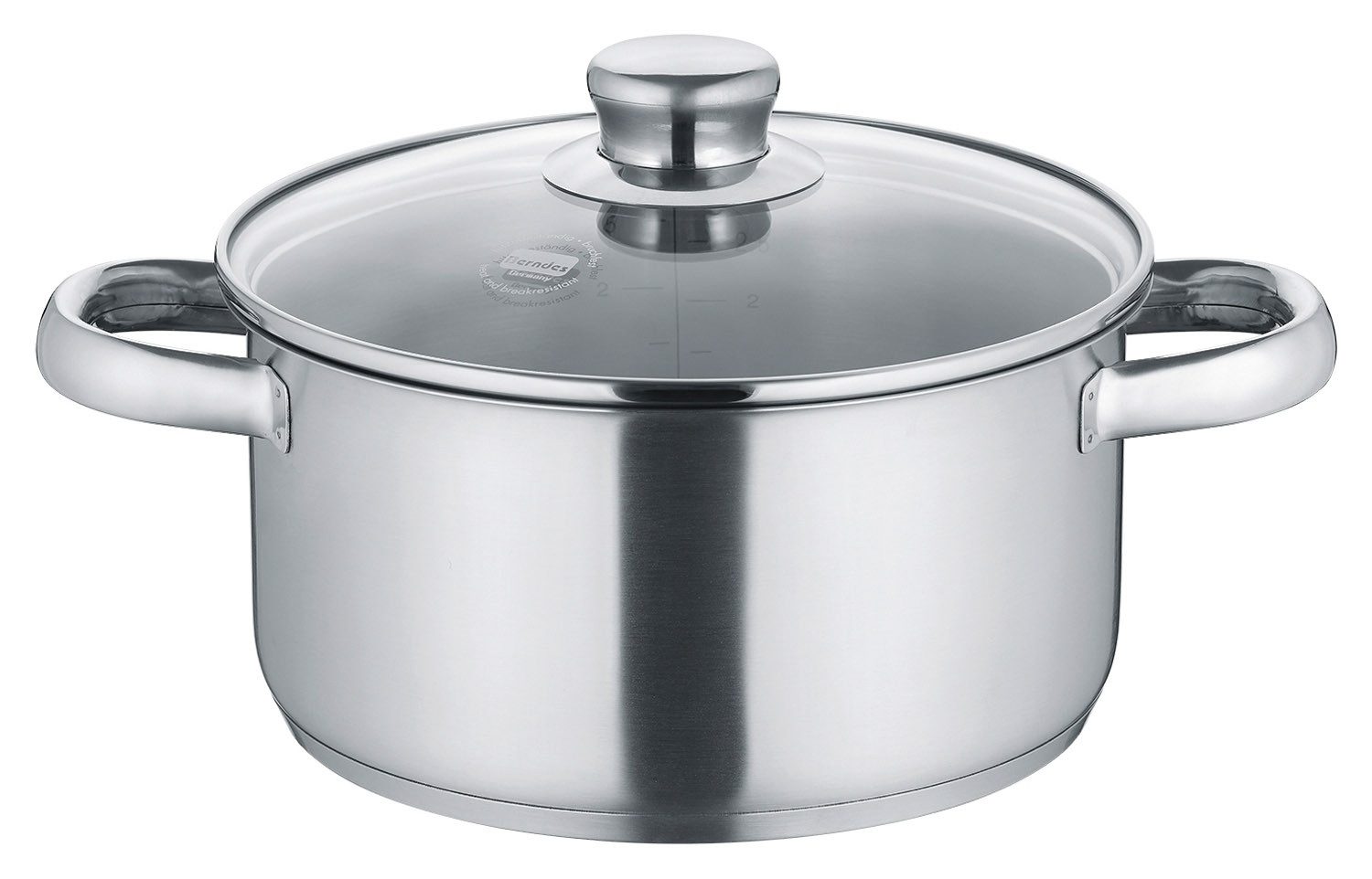 Berndes Bratentopf NEW ROMA, Ø 20 cm, mit Glasdeckel, 3,1 Liter, Edelstahl 18/10, mit Innenskalierung, Hitzebeständig