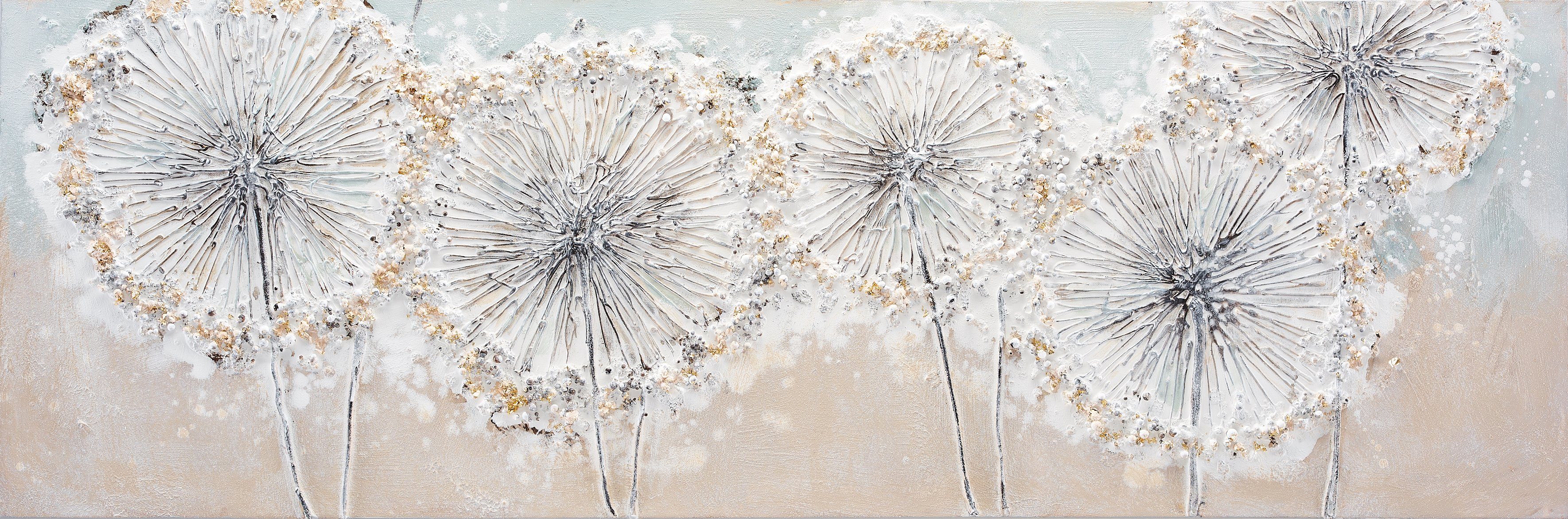 Pusteblumen, ein Bönninghoff Ölgemälde jedes St), Blumen (1 Bild BxH: Unikat, 120x40 cm