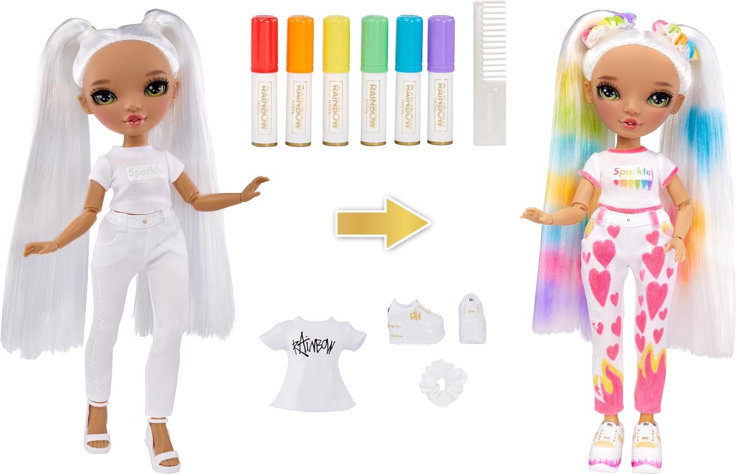 Rainbow High Anziehpuppe Color & Create DIY Modepuppe für Kinder von 4-12 Jahren