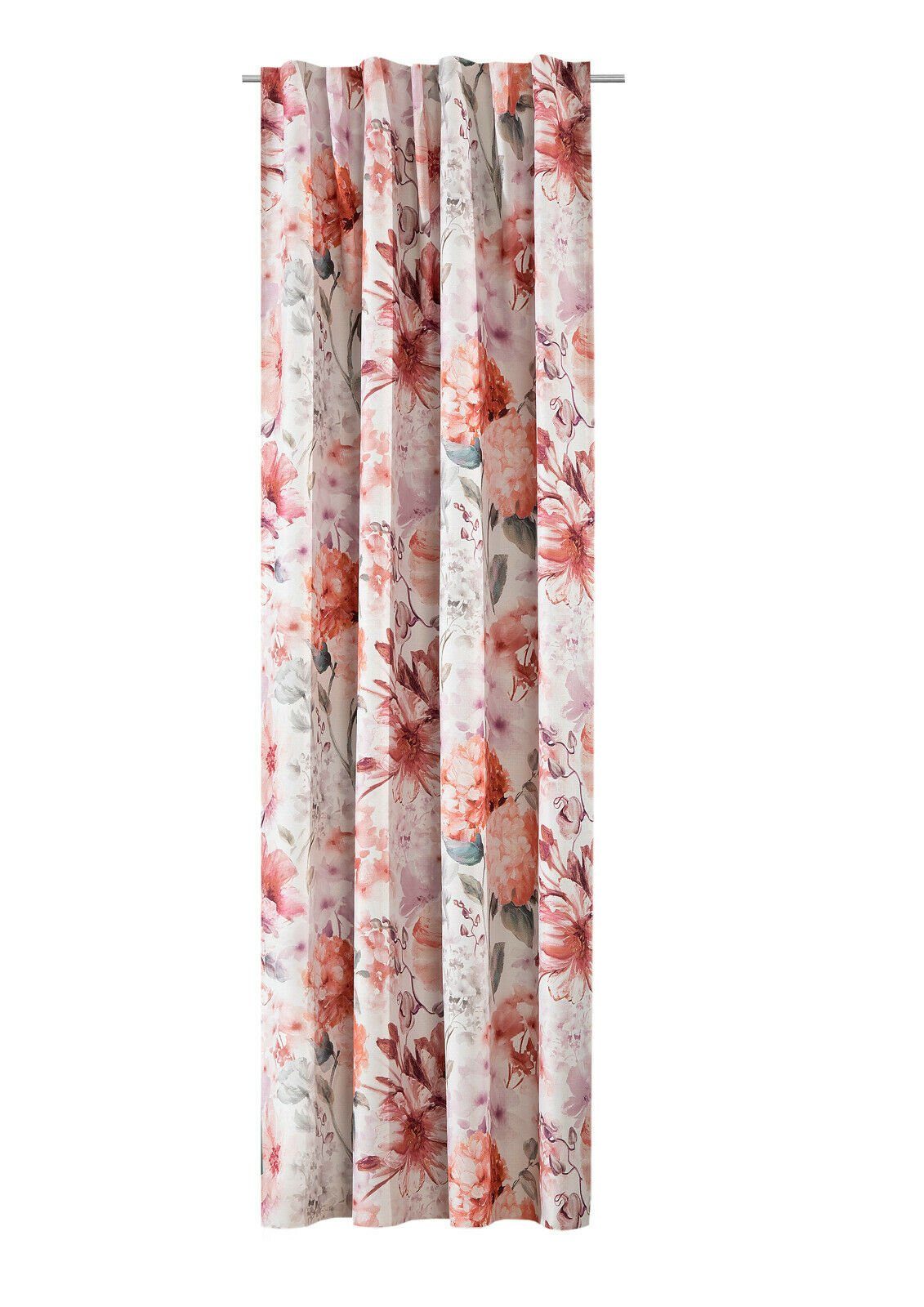 Vorhang Blume St), BxH Clever-Kauf-24, blickdicht 140x245cm, blickdicht, Schlaufenbandschal, flieder/beere (1 Multifunktionsband