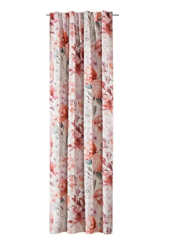 Vorhang Schlaufenbandschal, Blume flieder/beere BxH 140x245cm, blickdicht,  Clever-Kauf-24, Multifunktionsband (1 St), blickdicht