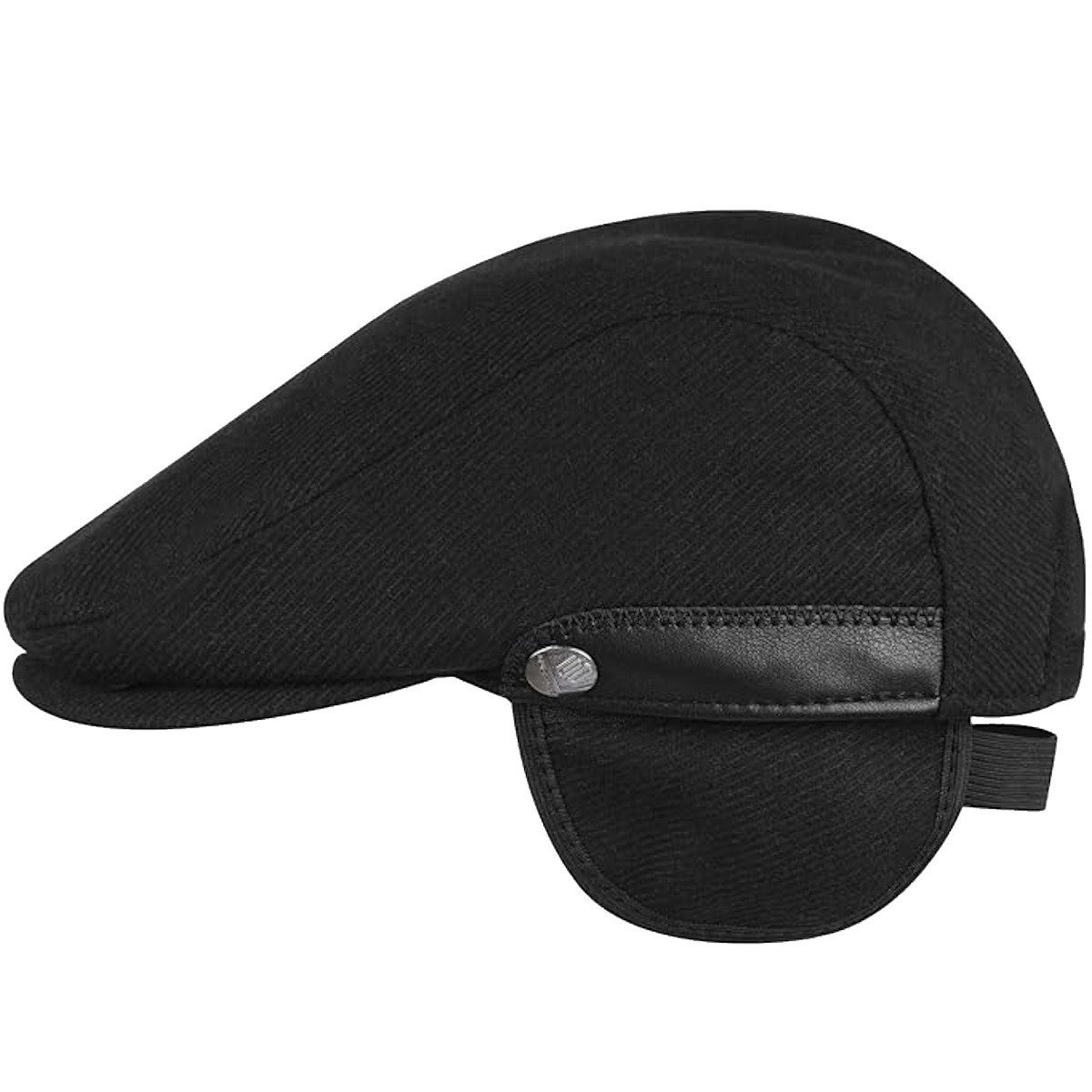 Sporty Flat Cap Schiebermütze mit Ohrenklappen Winter Schirmmütze mit Schirm Barett mit ausklappbaren Ohrenklappen
