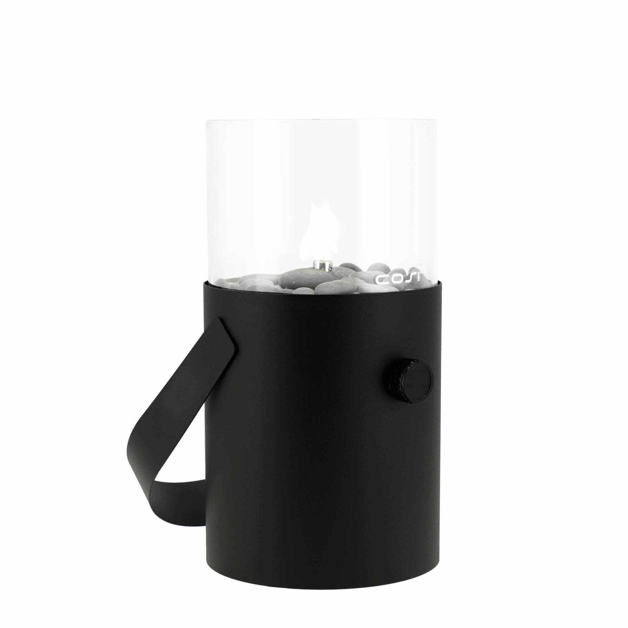 COSI Feuerstelle Cosiscoop Original Schwarz, (1-St), Gaslaterne Outdoor Terrassenfeuer Laterne Windlicht Feuerkorb Gartenlaterne
