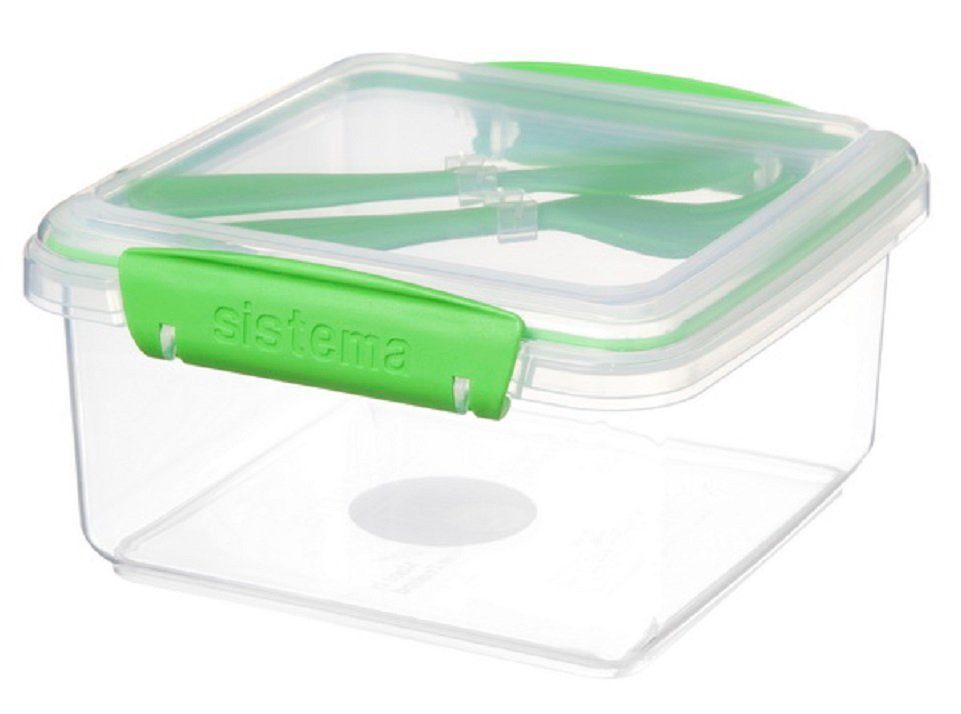 sistema Lunchbox Lunchbox Plus To Go mit Besteck- transparent, 1,2 Liter aus Kunststoff Grün