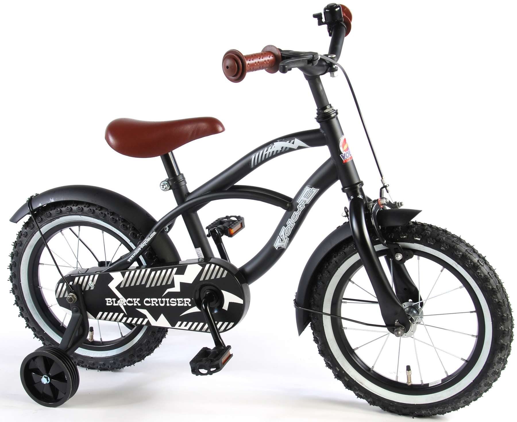 Volare Kinderfahrrad Black Cruiser Kinderfahrrad - 14 bzw. 18 Zoll - Schwarz - Jungen, 1 Gang, verschiedene Größen, bis 60kg, Lenkerhöhe einstellbar, Luftbereifung