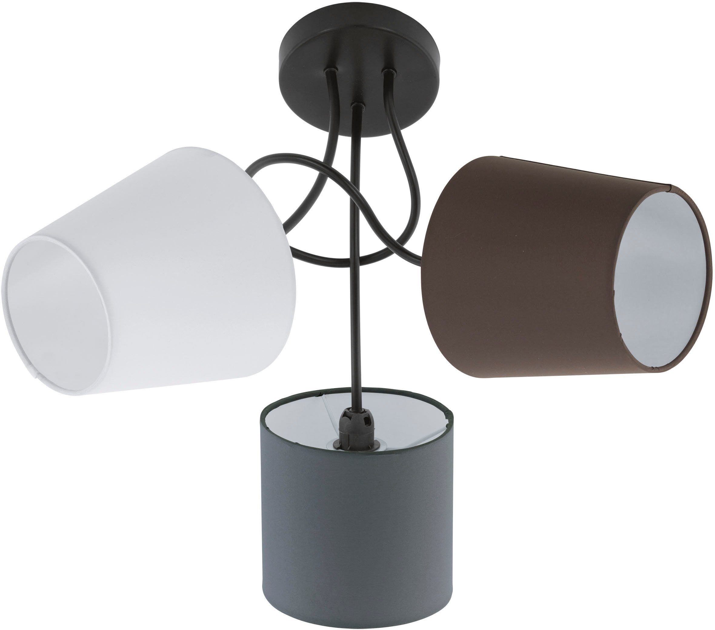 EGLO Deckenleuchte ALMEIDA, Leuchtmittel wechselbar, ohne Leuchtmittel,  schwarz / Ø59 x H35 cm / Deckenlampe aus Stoff - Textilschirm | Deckenlampen