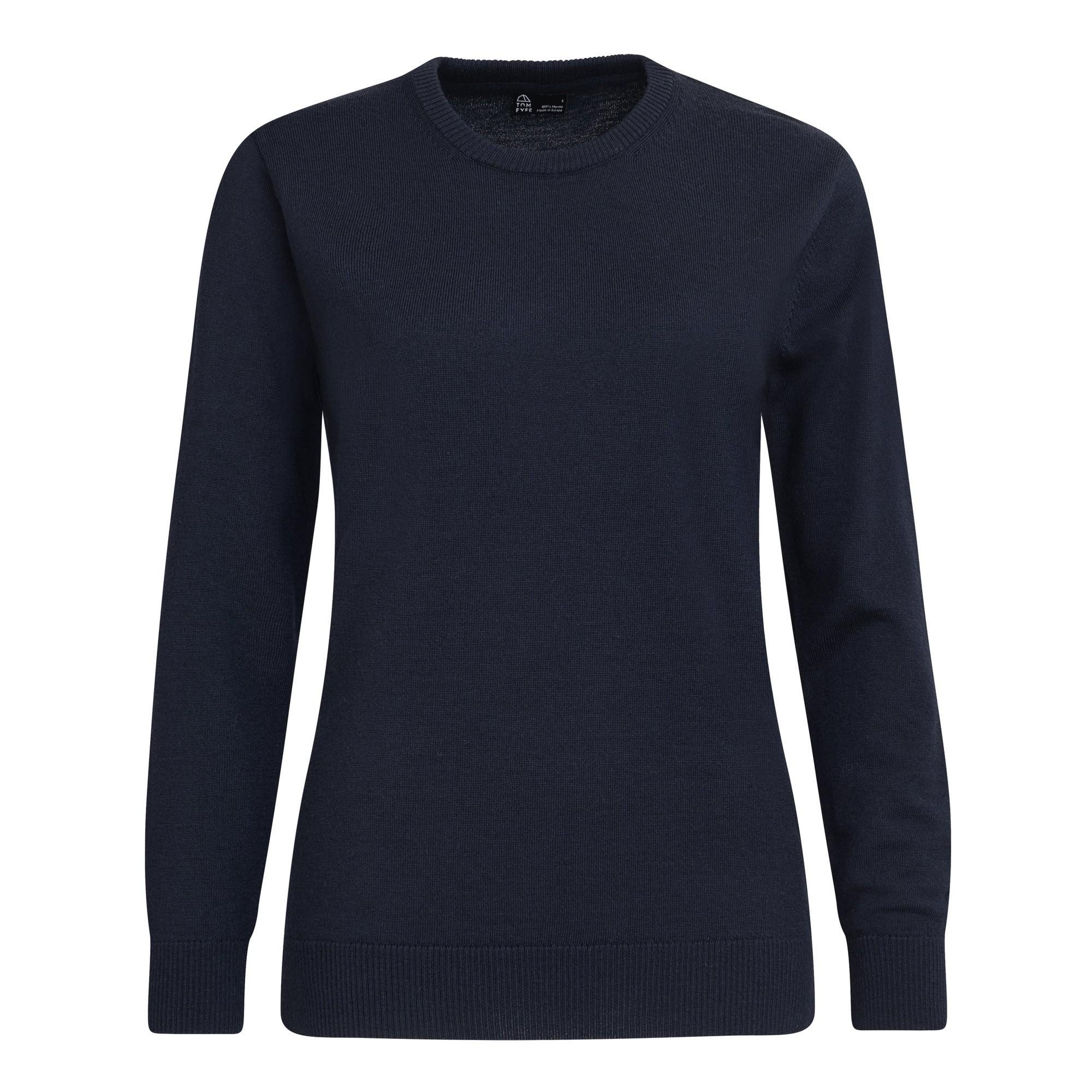 Tom Fyfe Rundhalspullover TOM FYFE Merino Rundhals-Pullover Damen Midnight Blue / 2XL