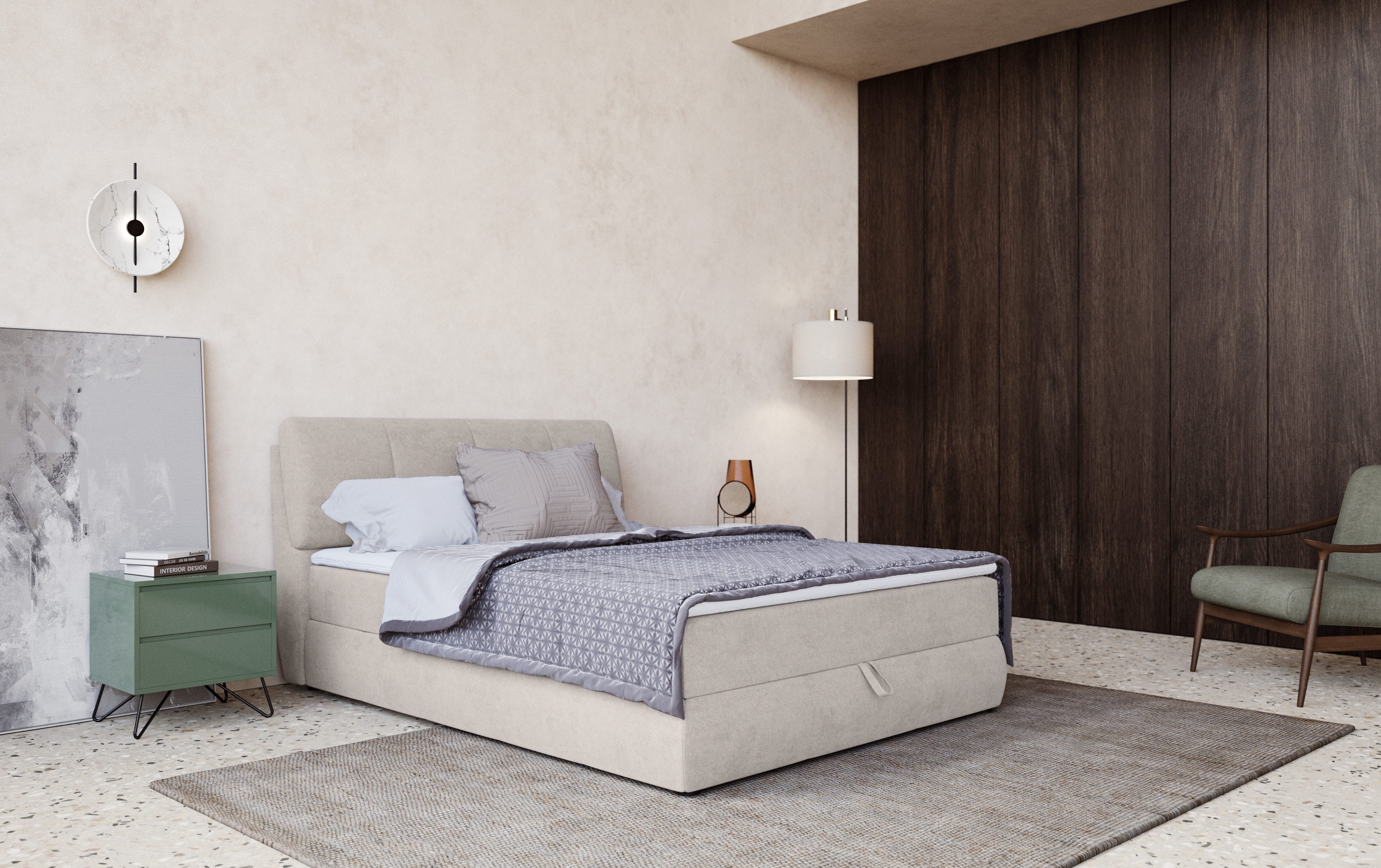 COTTA Boxbett Cooper, inkl. Topper, Bettkasten und verstellbarem Kopfteil