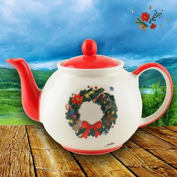 Mila Teekanne Mila Keramik-Teekanne Weihnachtskranz ca. 1,2 Liter, 1,2 l, (Set)