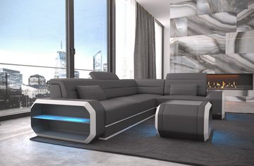 Sofa Dreams Ecksofa Sofa Leder Ledercouch Verona L Form Ledersofa, Couch, mit LED, wahlweise mit Bettfunktion als Schlafsofa, Designersofa