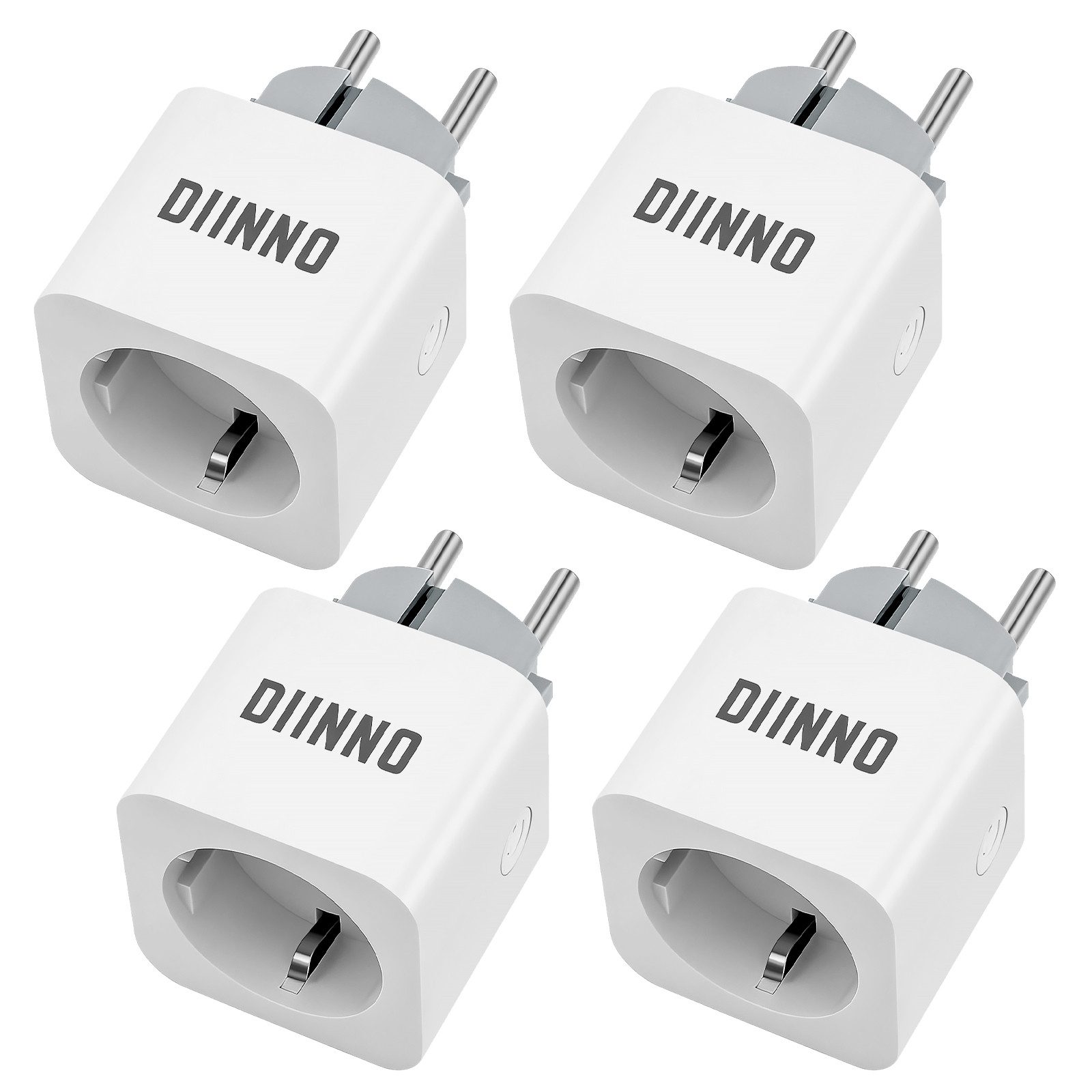 DIINNO Steckdose WLAN-Steckdose, Packung, 4-St., Mit Echtzeit-Energiemessung und Verbrauchsstatistik