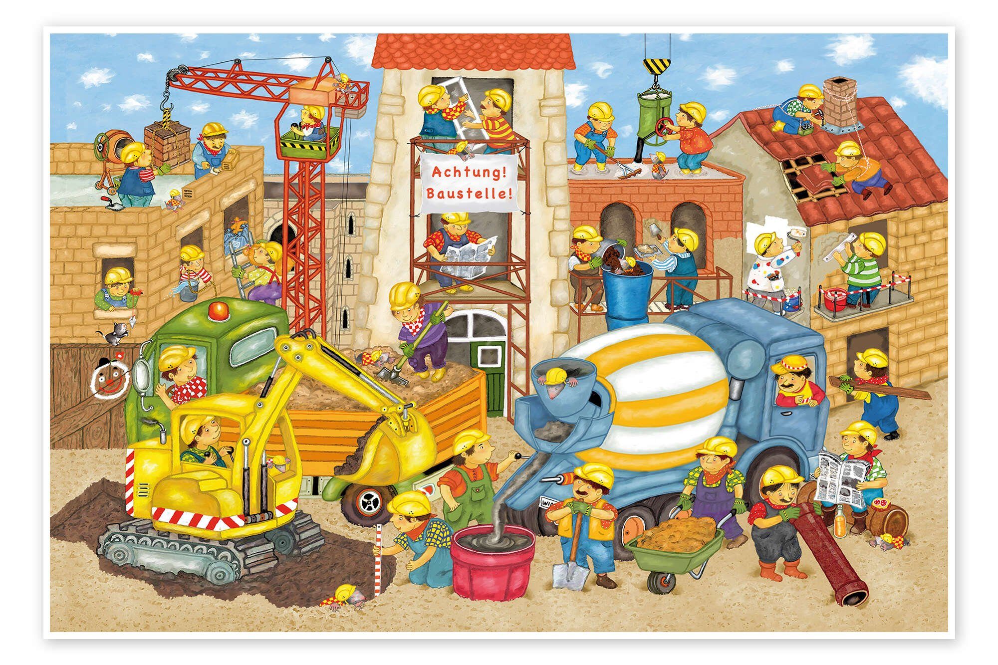 Posterlounge Wandbild Achtung, Baustelle, Marion Krätschmer, erhältlich als Poster, Leinwandbild, Wandsticker oder Acrylglasbild