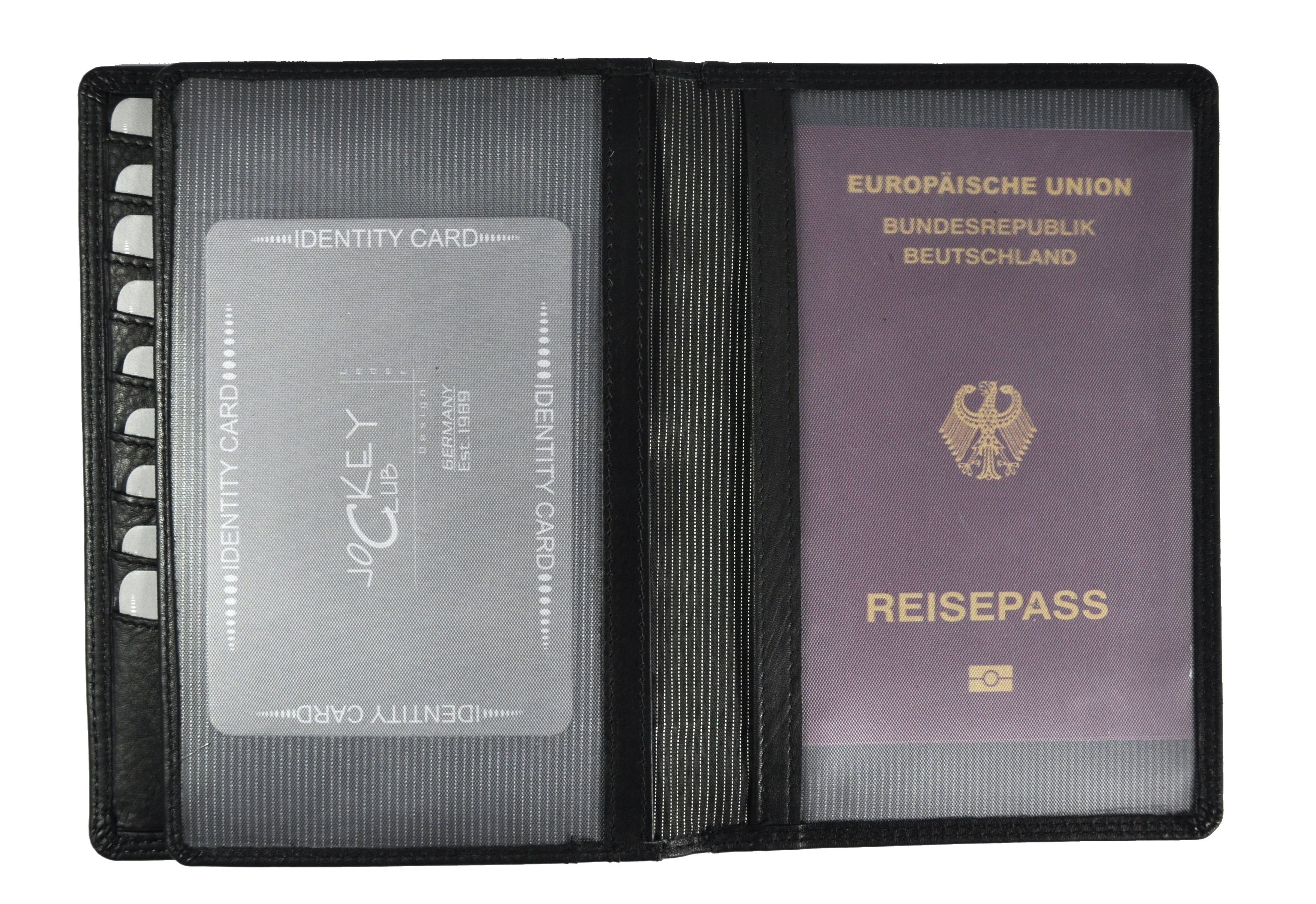 JOCKEY CLUB Brieftasche Hülle Etui RFID Leder, Schutz, Reise, Nappaleder Kreditkartenetui für Passhülle echt die mit