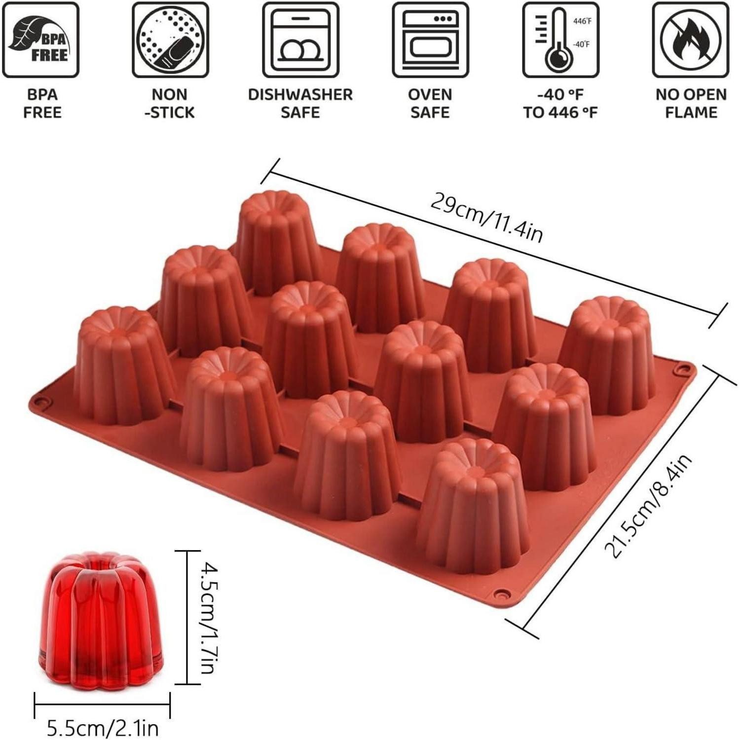 LuxusKollektion Silikonform Silikonform Mini Cannelé 12er Ziegelrot, (2-tlg) – Bild 2 von 5