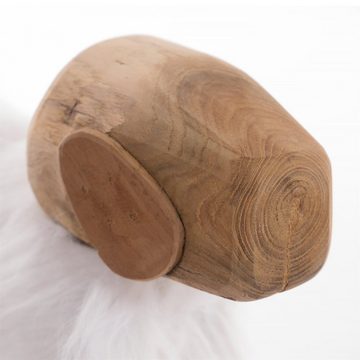 CREEDWOOD Skulptur DEKO SCHAF "WILMA", Kunstfell, Holz, 44 cm, Schaf Figur